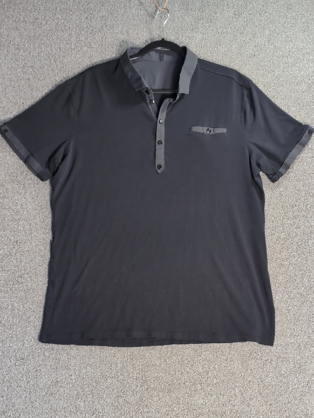 Lululemon El Current Technical Performance Polo Size Large In Charcoal/Black